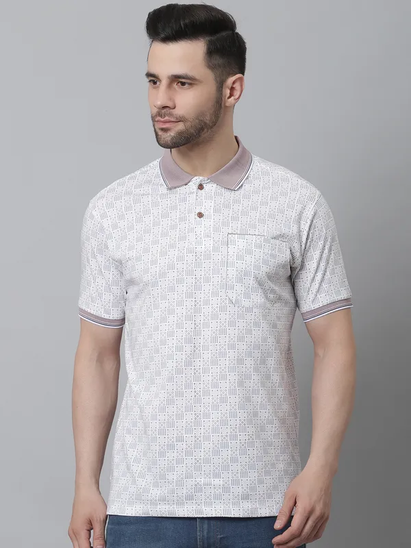 Men_Double_Mercerised_Cotton_Polo_Neck_All_Over_Printed_T-Shirt_With_Pocket