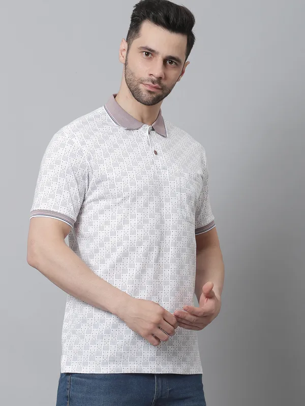 Men_Double_Mercerised_Cotton_Polo_Neck_All_Over_Printed_T-Shirt_With_Pocket