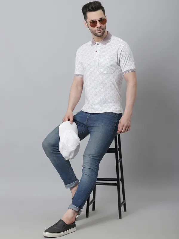 Men_Double_Mercerised_Cotton_Polo_Neck_All_Over_Printed_T-Shirt_With_Pocket