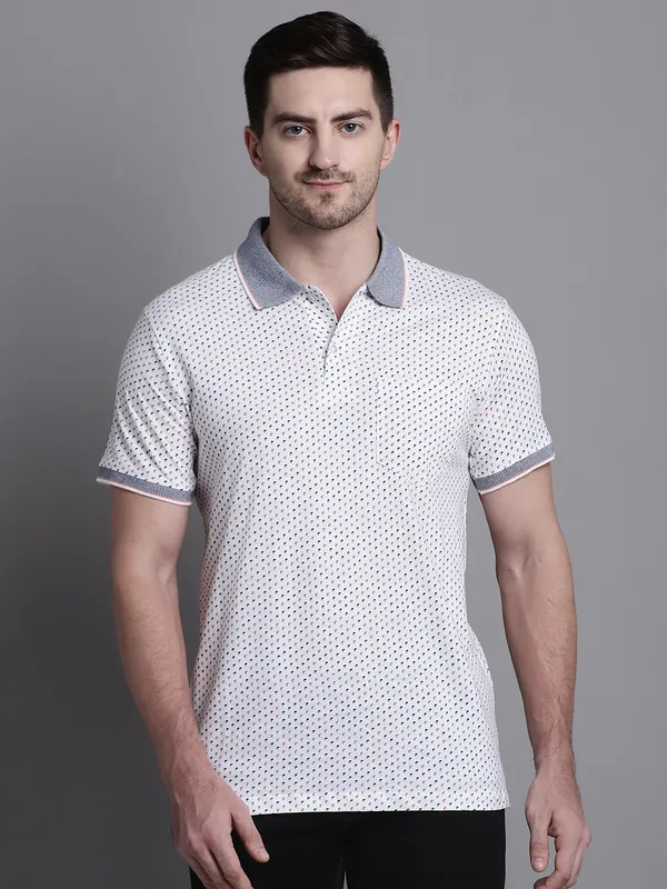 Men_Double_Mercerised_Polo_Neck_White_Cotton_T-Shirt_With_Pocket