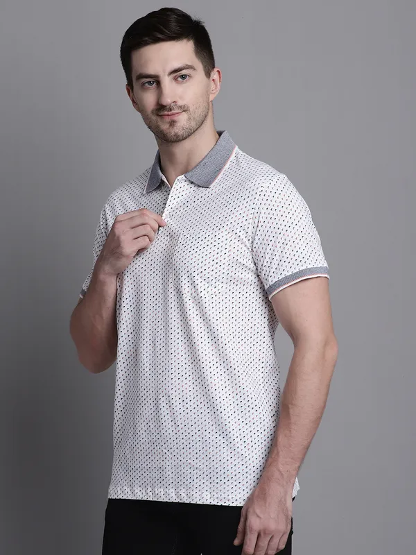 Men_Double_Mercerised_Polo_Neck_White_Cotton_T-Shirt_With_Pocket