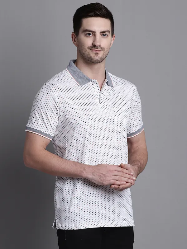 Men_Double_Mercerised_Polo_Neck_White_Cotton_T-Shirt_With_Pocket