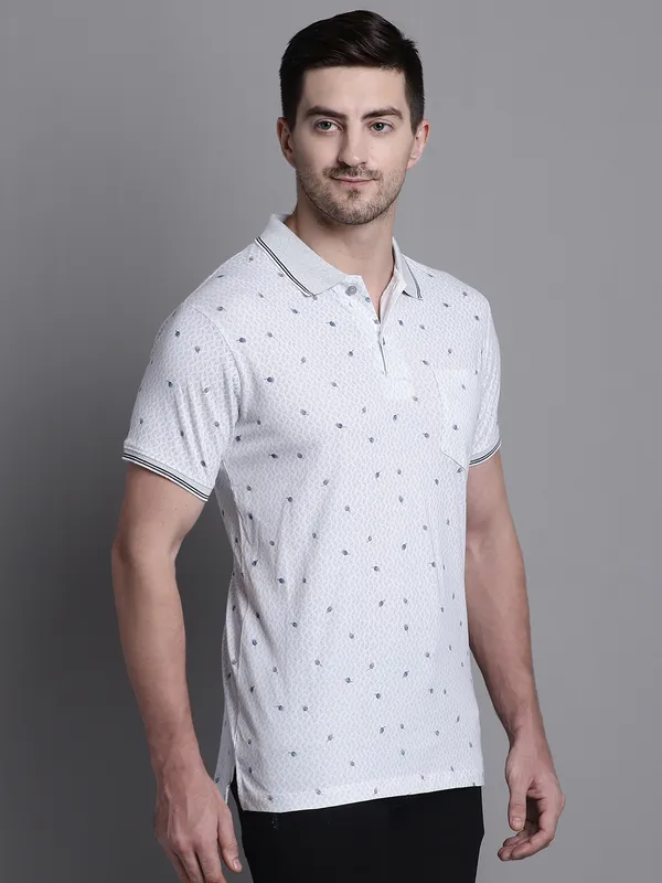 Men_Double_Mercerised_Polo_Neck_White_Cotton_T-Shirt_With_Pocket