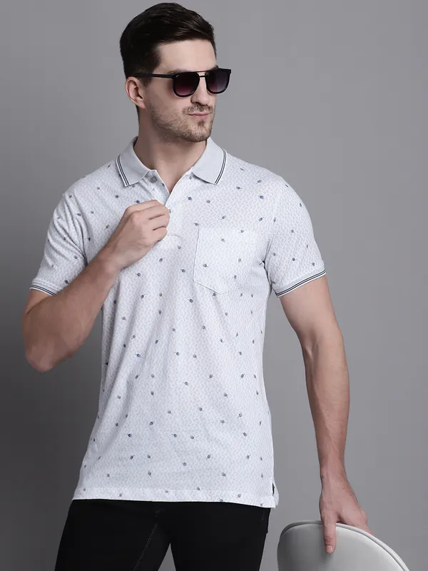 Men_Double_Mercerised_Polo_Neck_White_Cotton_T-Shirt_With_Pocket