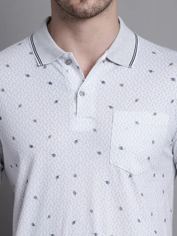 Men_Double_Mercerised_Polo_Neck_White_Cotton_T-Shirt_With_Pocket