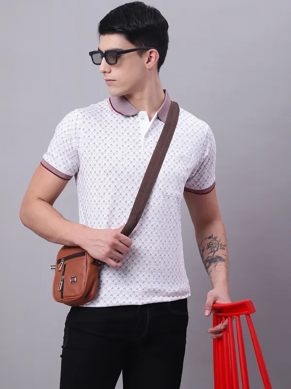 Men_Polo_Neck_Mercerised_Cotton_Printed_T-Shirt_With_Pocket