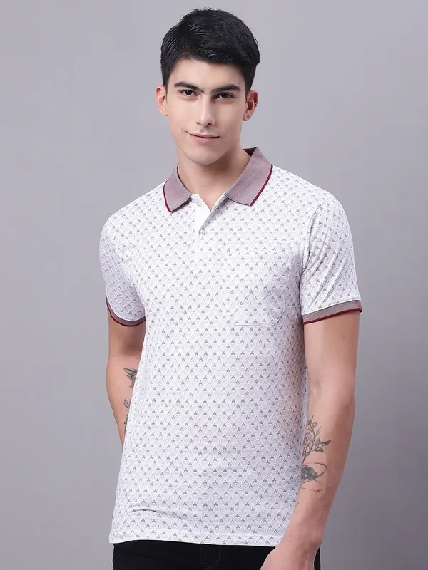 Men_Double_Mercerised_Polo_Neck_White_Cotton_T-Shirt_With_Pocket