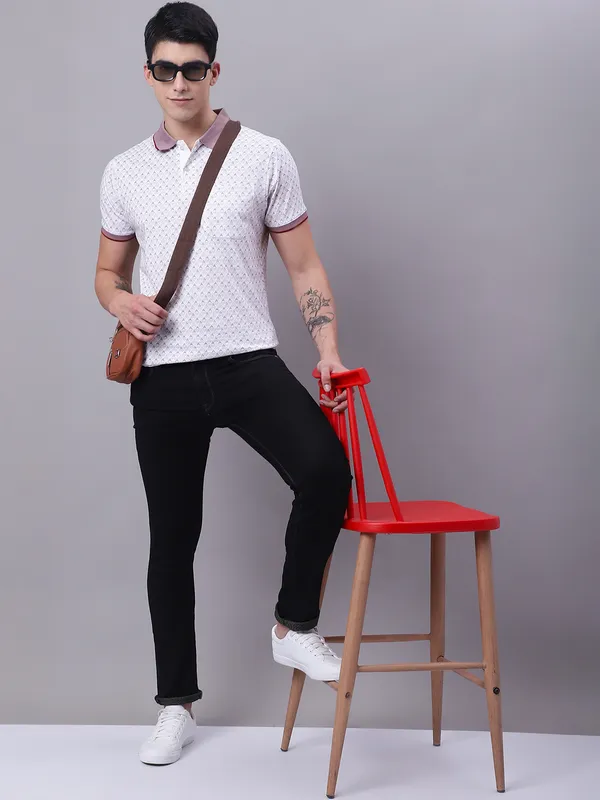 Men_Double_Mercerised_Polo_Neck_White_Cotton_T-Shirt_With_Pocket