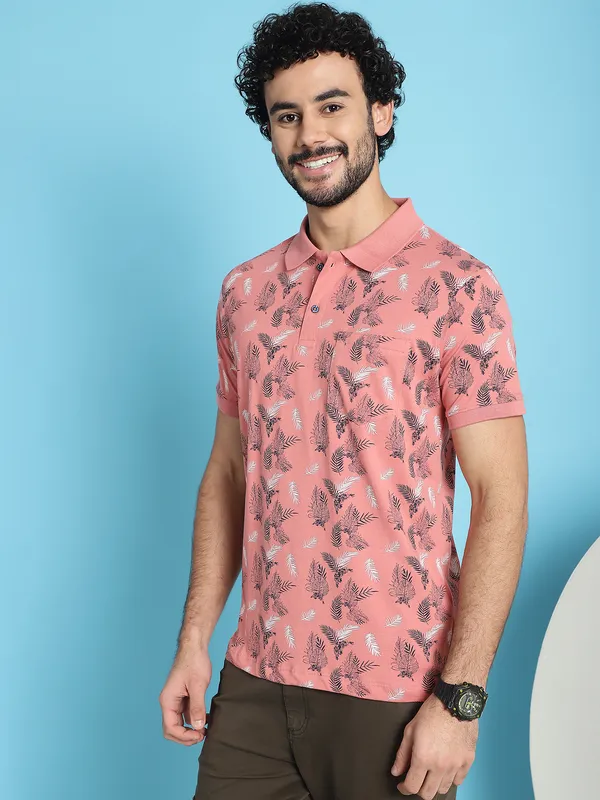 Venitian_Men_Mercerised_Polo_Neck_All_Over_Printed_Pink_T-Shirt_With_Pocket