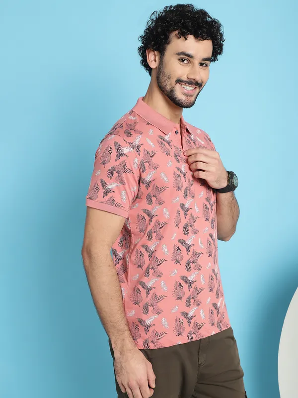 Venitian_Men_Mercerised_Polo_Neck_All_Over_Printed_Pink_T-Shirt_With_Pocket