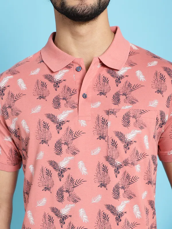 Venitian_Men_Mercerised_Polo_Neck_All_Over_Printed_Pink_T-Shirt_With_Pocket