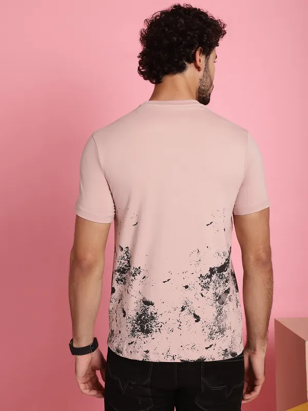 Venitian_Men_Printed_Round_Neck_Pink_Cotton_Lycra_T-Shirt
