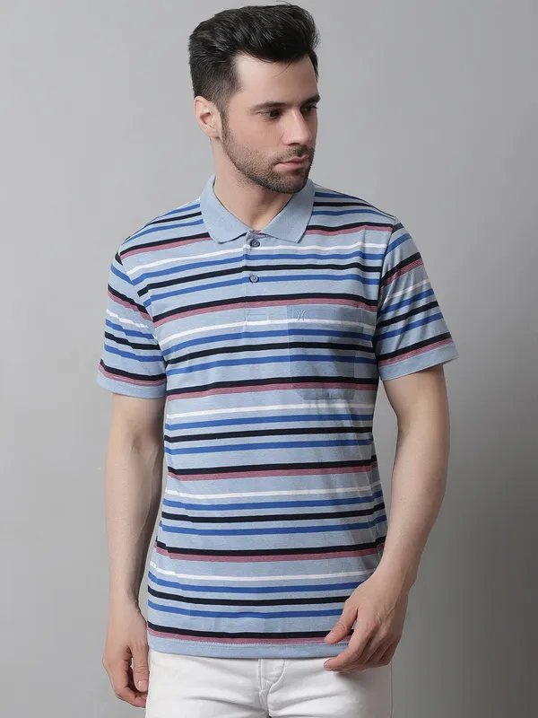 Men_Striped_Polo_Neck_Cotton_Sky_T-Shirt_With_Pocket