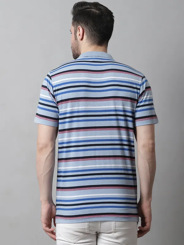 Men_Striped_Polo_Neck_Cotton_Sky_T-Shirt_With_Pocket