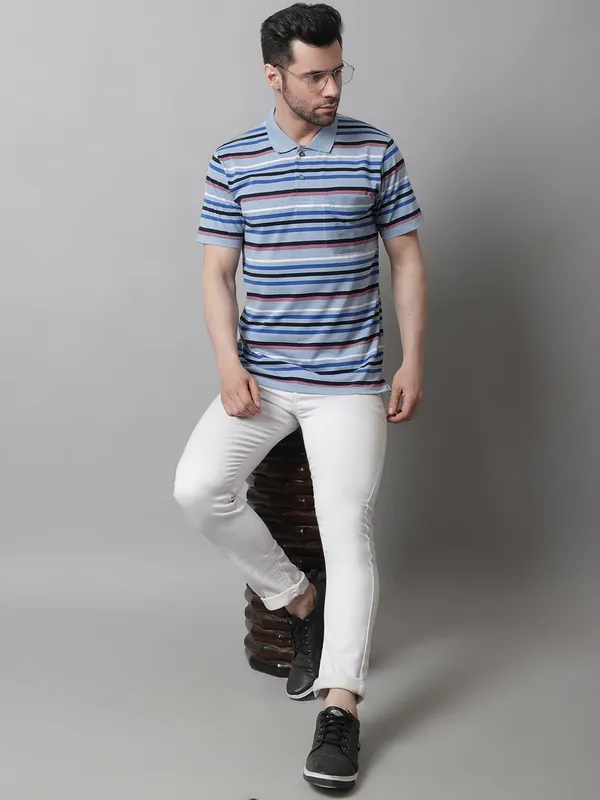 Men_Striped_Polo_Neck_Cotton_Sky_T-Shirt_With_Pocket
