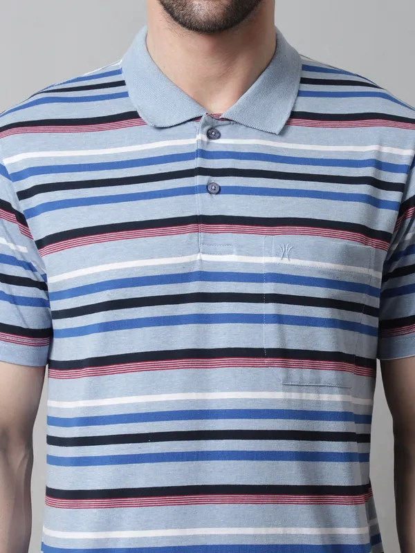 Men_Striped_Polo_Neck_Cotton_Sky_T-Shirt_With_Pocket