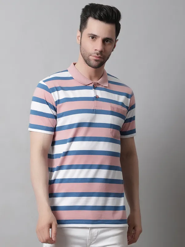 Men_Striped_Polo_Neck_Cotton_Blend_Pink_T-Shirt_With_Pocket