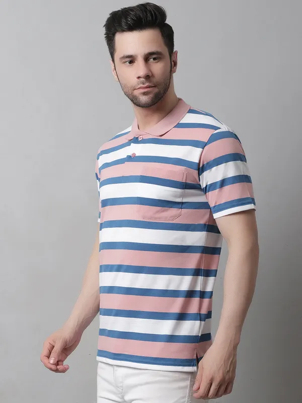 Men_Striped_Polo_Neck_Cotton_Blend_Pink_T-Shirt_With_Pocket