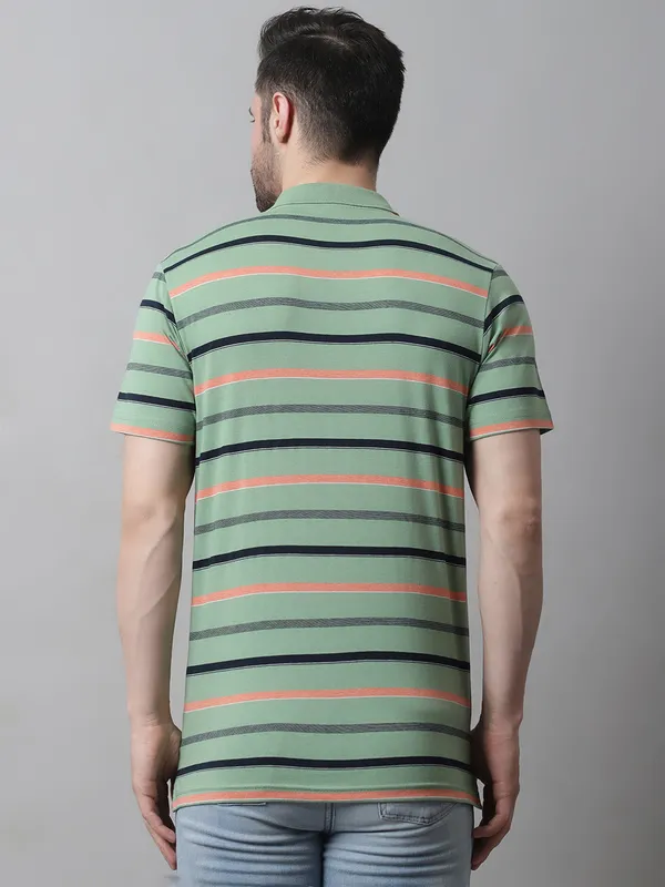Men_Striped_Polo_Neck_Cotton_Green_T-Shirt_With_Pocket