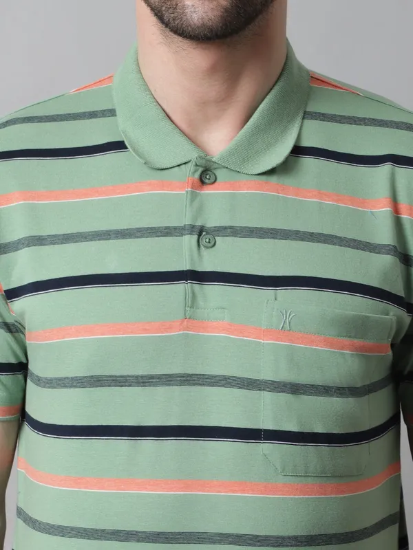 Men_Striped_Polo_Neck_Cotton_Green_T-Shirt_With_Pocket