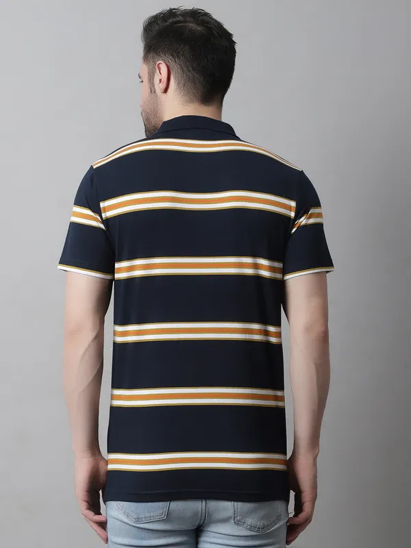 Men_Striped_Polo_Neck_Cotton_Blend_Navy_T-Shirt_With_Pocket