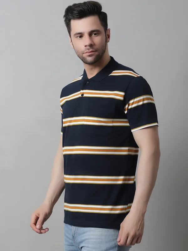 Men_Striped_Polo_Neck_Cotton_Blend_Navy_T-Shirt_With_Pocket