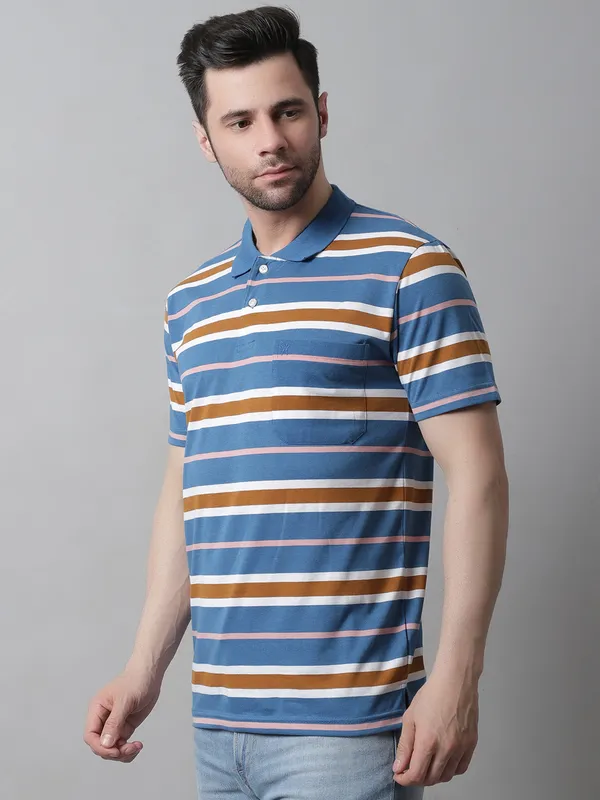 Men_Striped_Polo_Neck_Cotton_Blend_Light_Blue_T-Shirt_With_Pocket