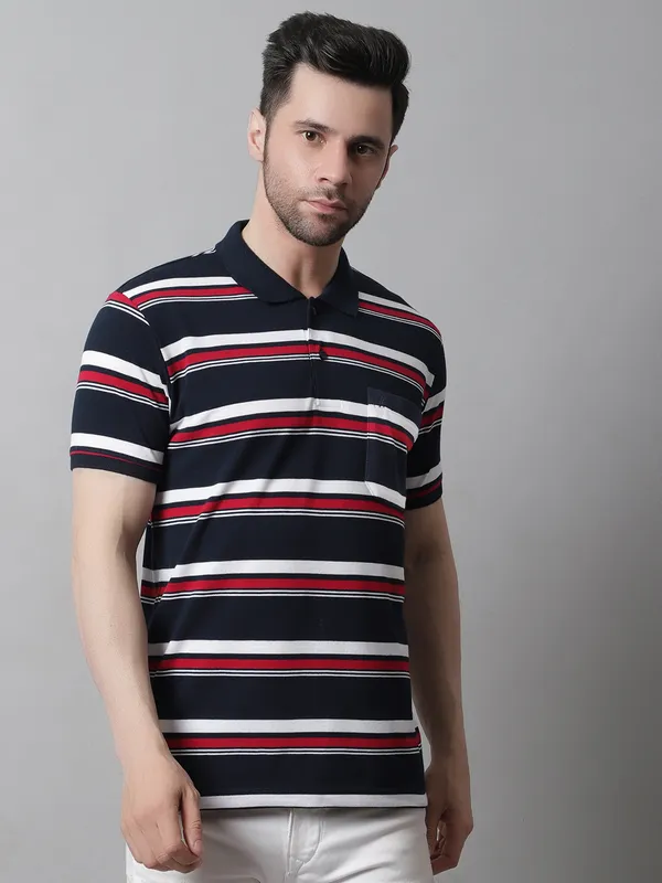 Men_Striped_Polo_Neck_Navy_T-Shirt_With_Pocket