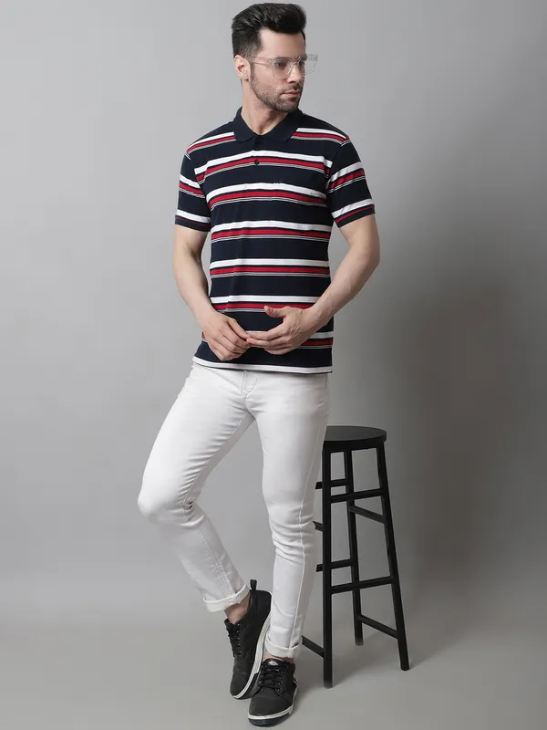 Men_Striped_Polo_Neck_Navy_T-Shirt_With_Pocket