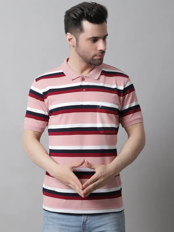 Men_Striped_Polo_Neck_Cotton_Blend_Pink_T-Shirt_With_Pocket