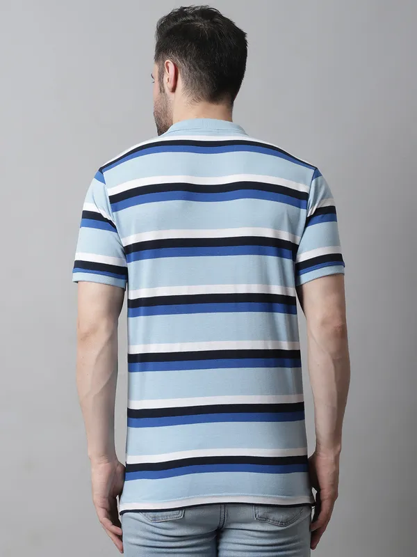 Men_Striped_Polo_Neck_Cotton_Blend_Blue_T-Shirt_With_Pocket