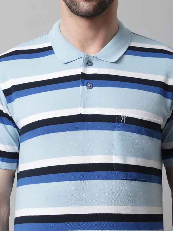 Men_Striped_Polo_Neck_Cotton_Blend_Blue_T-Shirt_With_Pocket