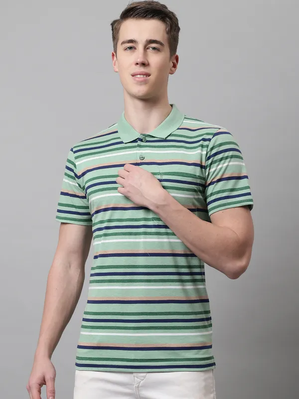 Men_Striped_Polo_Neck_Cotton_Green_T-Shirt_With_Pocket