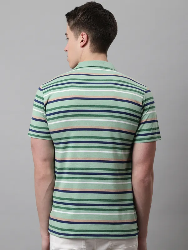 Men_Striped_Polo_Neck_Cotton_Green_T-Shirt_With_Pocket