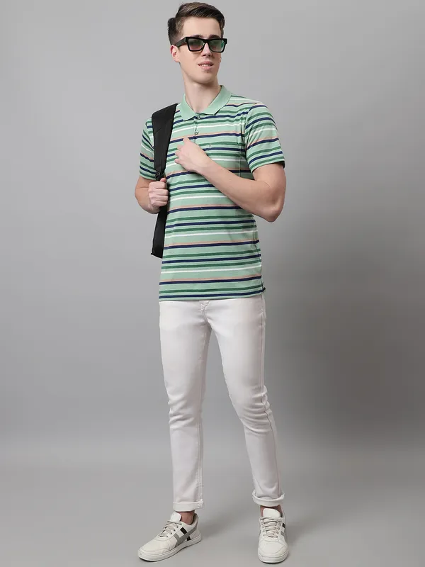 Men_Striped_Polo_Neck_Cotton_Green_T-Shirt_With_Pocket