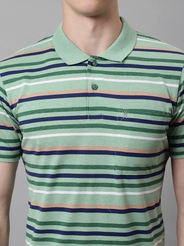 Men_Striped_Polo_Neck_Cotton_Green_T-Shirt_With_Pocket