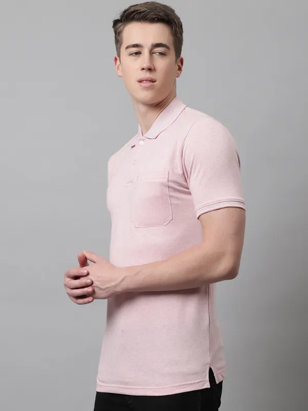 Men_Self_Design_Polo_Neck_Pink_T-Shirt_With_Pocket