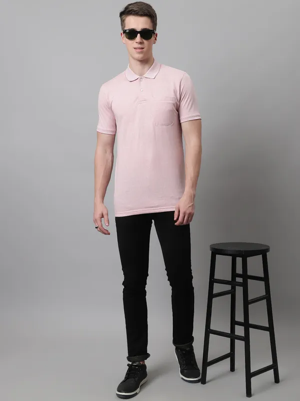 Men_Self_Design_Polo_Neck_Pink_T-Shirt_With_Pocket