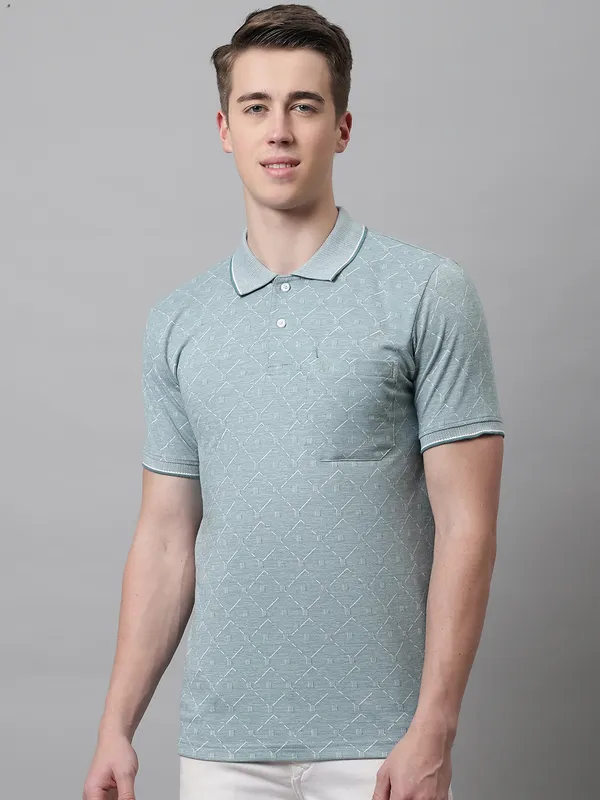 Men_Self_Design_Polo_Neck_Laurel_T-Shirt_With_Pocket