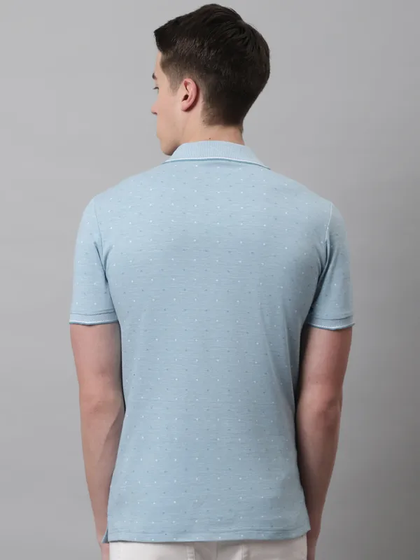 Men_Self_Design_Polo_Neck_Teal_T-Shirt_With_Pocket
