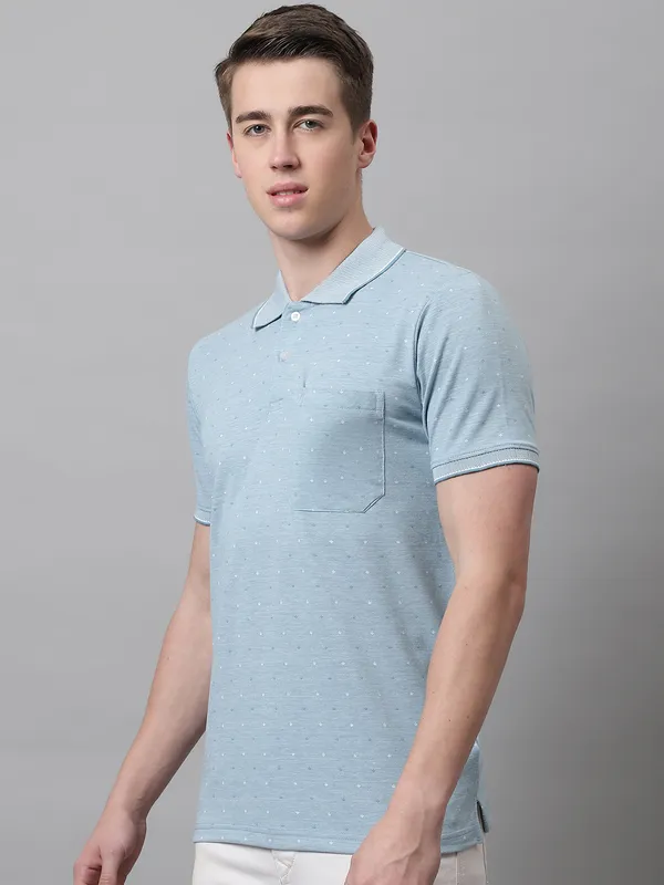 Men_Self_Design_Polo_Neck_Teal_T-Shirt_With_Pocket