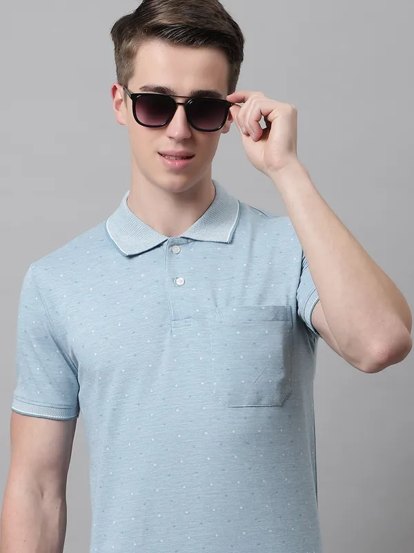 Men_Self_Design_Polo_Neck_Teal_T-Shirt_With_Pocket