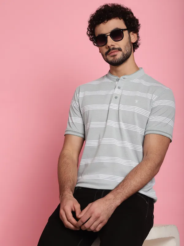 Venitian_Men_Henley_Neck_Striped_Cotton_Light_Green_T-Shirt