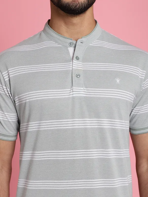 Venitian_Men_Henley_Neck_Striped_Cotton_Light_Green_T-Shirt