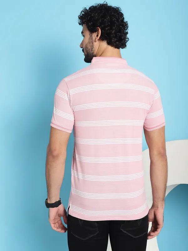 Venitian_Men_Henley_Neck_Striped_Cotton_Pink_T-Shirt