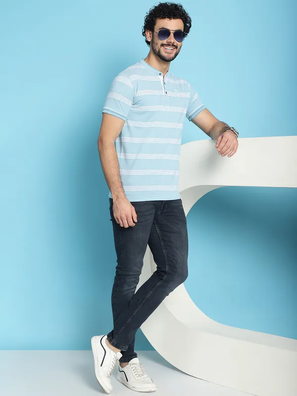 Venitian_Men_Henley_Neck_Striped_Cotton_Blue_T-Shirt