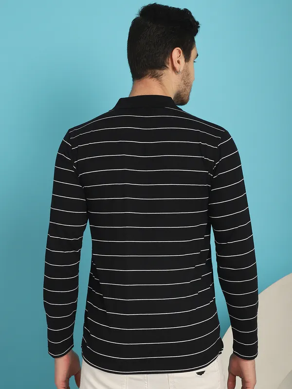 Venitian_Men_Striped_Polo_Neck_Full_Sleeves_Black_T-Shirt_Wih_Pocket