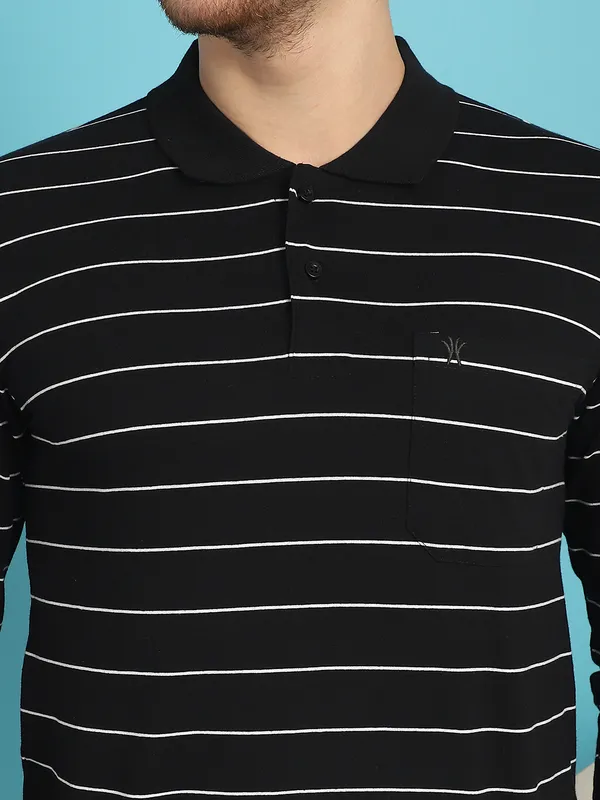 Venitian_Men_Striped_Polo_Neck_Full_Sleeves_Black_T-Shirt_Wih_Pocket