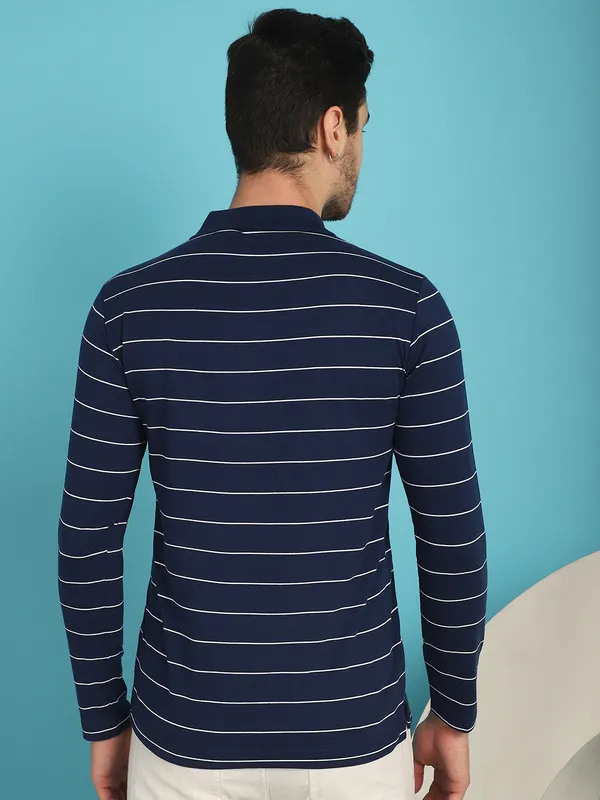 Venitian_Men_Striped_Polo_Neck_Full_Sleeves_Blue_T-Shirt_Wih_Pocket