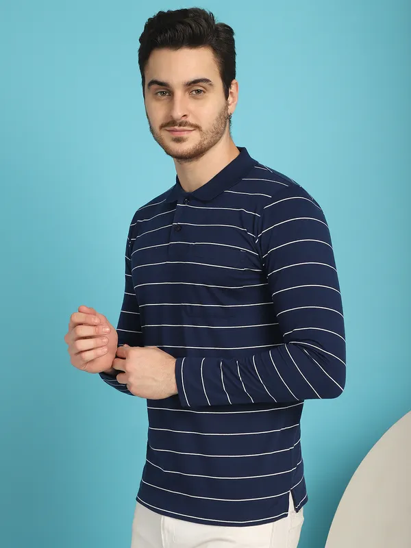 Venitian_Men_Striped_Polo_Neck_Full_Sleeves_Blue_T-Shirt_Wih_Pocket